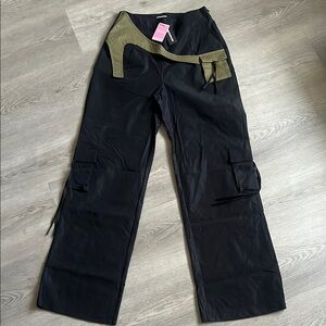 PrettyLittleThing Black and Olive Cargo Pants